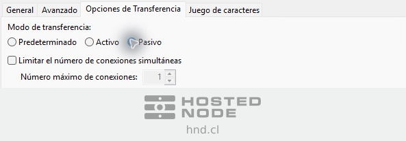 FileZilla Transfer Settings tab with Passive selected.