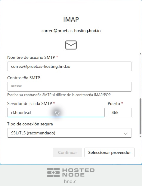 SMTP settings in the new Outlook showing the outgoing server, port 465, and SSL/TLS.