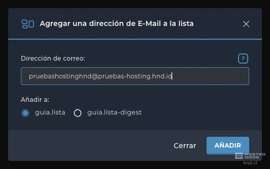 Form for adding an address to the regular or digest list.