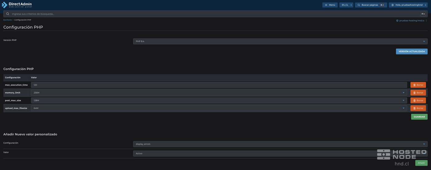 Tabela de parâmetros PHP com max_execution_time, memory_limit, post_max_size e upload_max_filesize.
