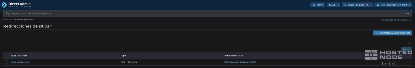 Redirect table with local path, type, and destination URL.