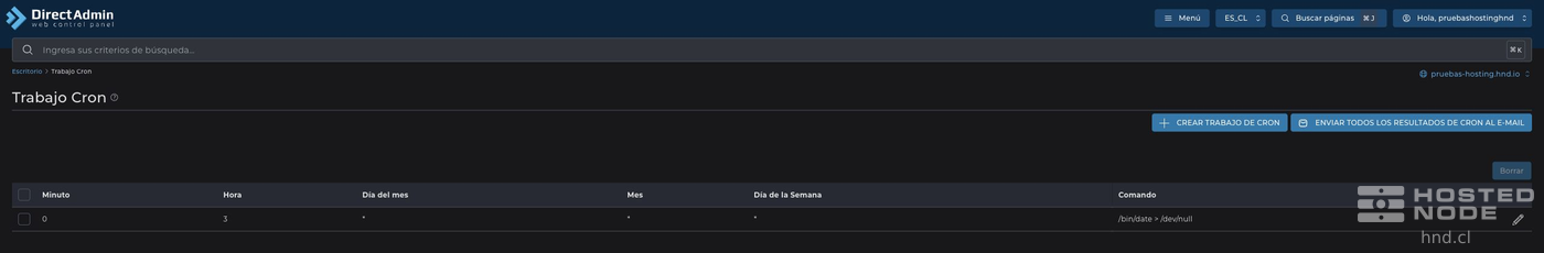 Created cron job with its five schedule fields and command.