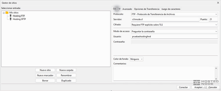 Close-up of FileZilla Site Manager with FTP and Require explicit FTP over TLS.