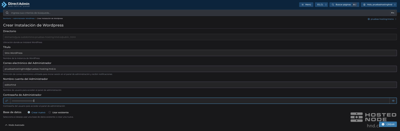 Advanced Mode in the native installer, showing the directory, title, and administrator.