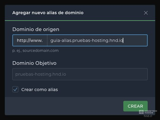 Source Domain, Target Domain, and the Create as an Alias checkbox.