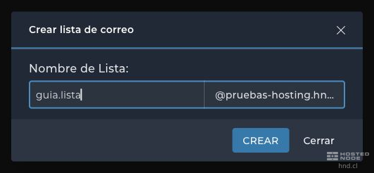 List name and the domain DirectAdmin will append.